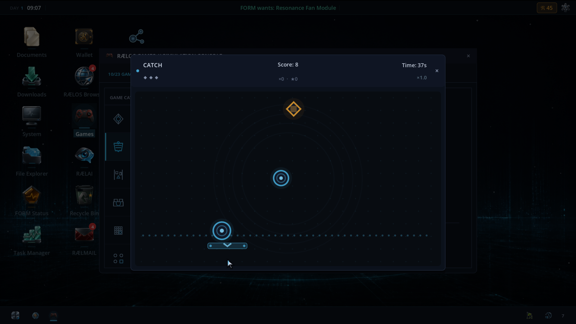 The Catch activity running inside RAELOS