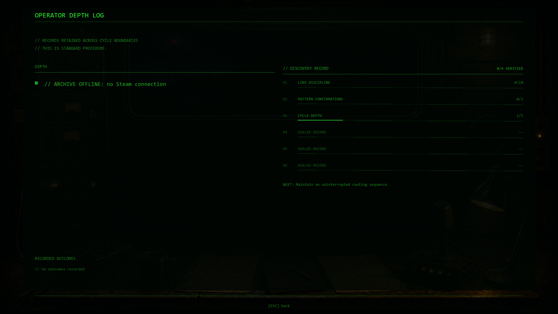 SIGNAL operator archive showing recorded discoveries and session data