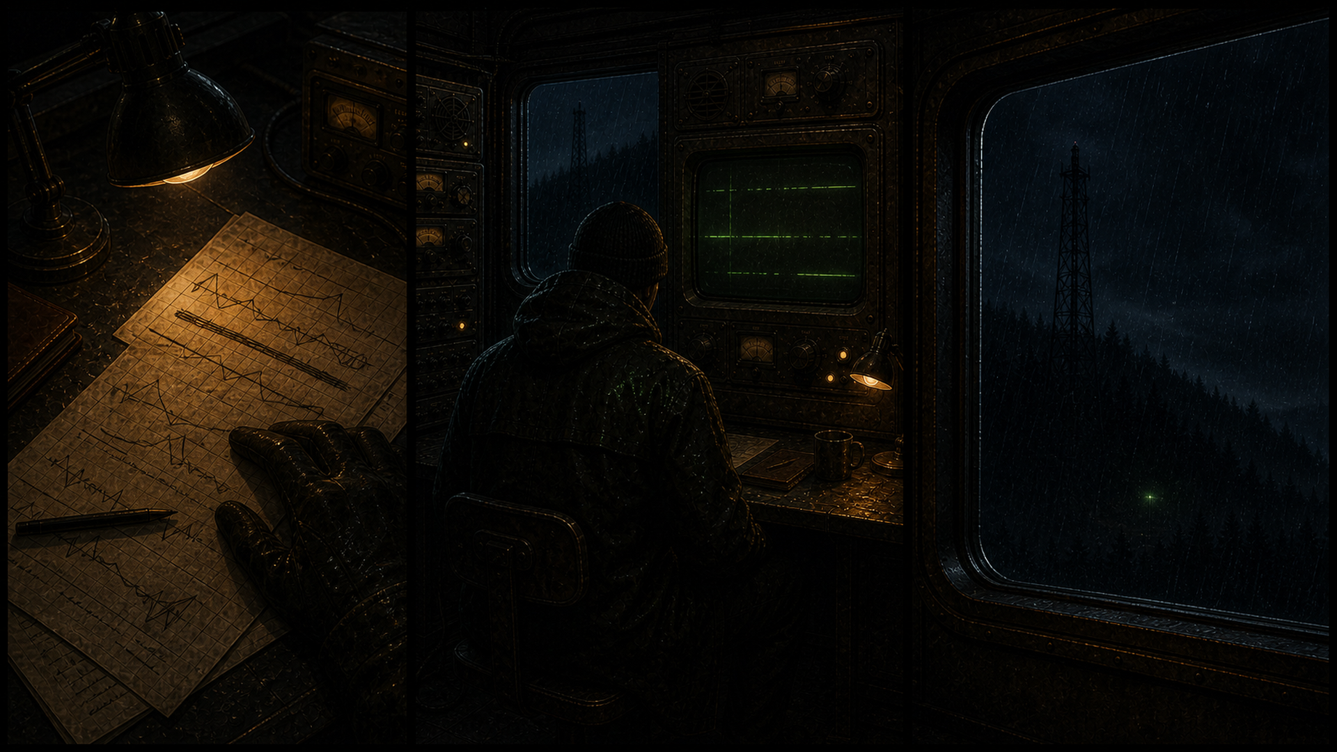 A SIGNAL operator watching the remote station console beside an open line